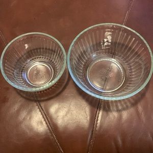 Set of Two Vintage Pyrex Ribbed Mixing Bowls
